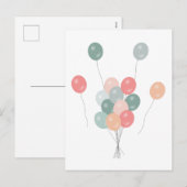 Kleurrijke Pastel Party Ballonnen Feestdagenkaart (Voorkant / Achterkant)