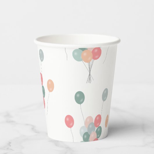 Kleurrijke Pastel Party Ballonnen Papieren Bekers (Achterkant)