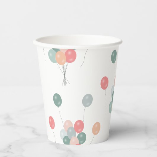 Kleurrijke Pastel Party Ballonnen Papieren Bekers (Voorkant)