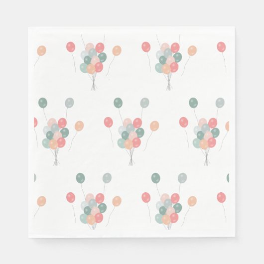 Kleurrijke Pastel Party Ballonnen Servet (Voorkant)