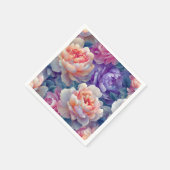 Kleurrijke Pastel Peony Botanische Patroon Servet (Hoek)