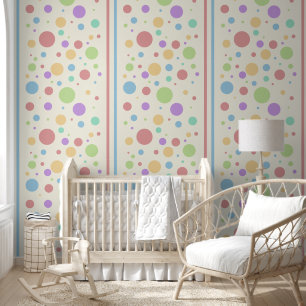 Kleurrijke Pastel Polka Dots and Stripes Behang