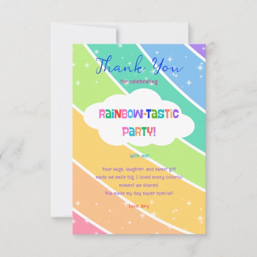 Kleurrijke Pastel Rainbow Sparkle Bedankkaart (Voorkant)