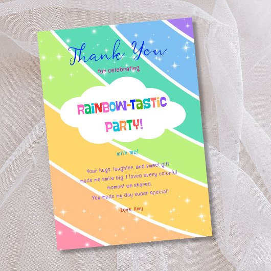 Kleurrijke Pastel Rainbow Sparkle Bedankkaart