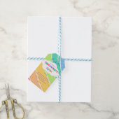 Kleurrijke Pastel Rainbow Sparkle Cadeaulabel (Met Touw)
