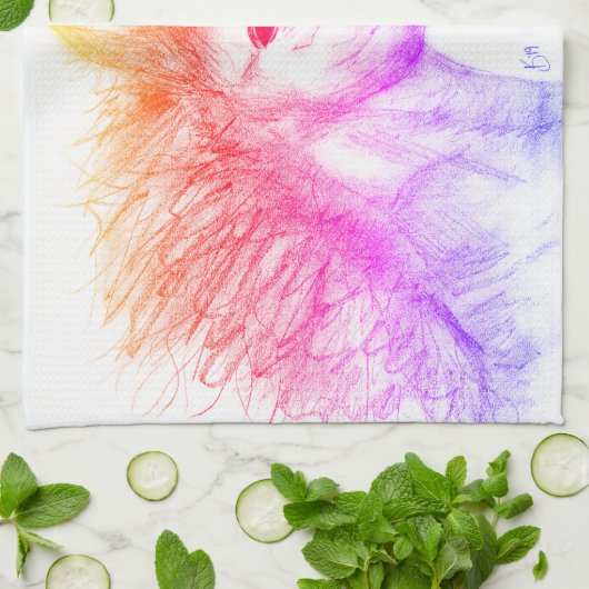 Kleurrijke Pastel Rainbow Unicorn Keuken Handdoek (Gevouwen)