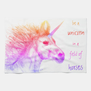 Kleurrijke Pastel Rainbow Unicorn Keuken Handdoek