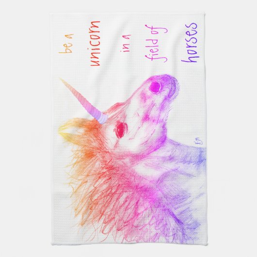 Kleurrijke Pastel Rainbow Unicorn Keuken Handdoek (Verticaal)