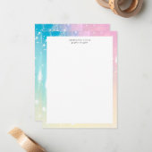 Kleurrijke pastel regen monogram notitiekaartje (Voorkant / Achterkant in situ)