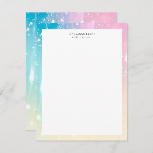 Kleurrijke pastel regen monogram notitiekaartje (Voorkant / Achterkant)