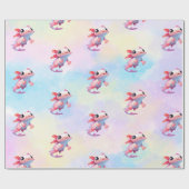Kleurrijke pastel regenboog axolotl cadeaupapier (Vlak)