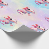 Kleurrijke pastel regenboog axolotl cadeaupapier (Hoek)