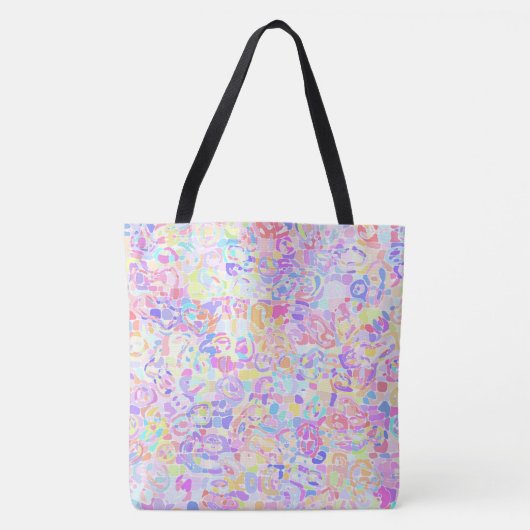 Kleurrijke pastel regenboog eigenzinnige boho blob tote bag (Voorkant)