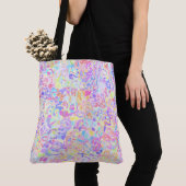 Kleurrijke pastel regenboog eigenzinnige boho blob tote bag (Dichtbij)