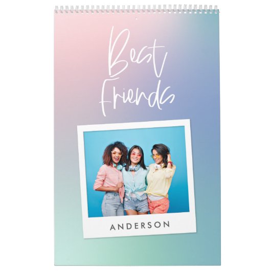 Kleurrijke pastel regenboog foto beste vriend kale kalender (Hoes)