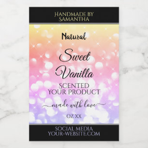 Kleurrijke Pastel Regenboog Glitter Productlabels Voedselcontainer Etiket
