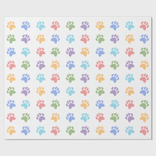 Kleurrijke Pastel Regenboog Kleuren Dog Paws Patro Cadeaupapier (Vlak)