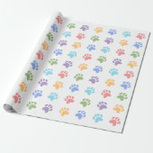 Kleurrijke Pastel Regenboog Kleuren Dog Paws Patro Cadeaupapier (Uitgerold)