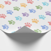 Kleurrijke Pastel Regenboog Kleuren Dog Paws Patro Cadeaupapier (Hoek)