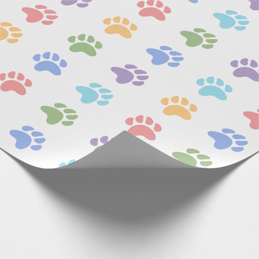 Kleurrijke Pastel Regenboog Kleuren Dog Paws Patro Cadeaupapier (Hoek)