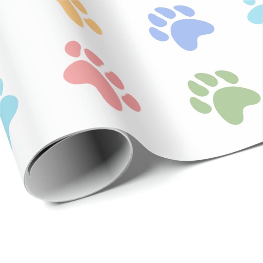 Kleurrijke Pastel Regenboog Kleuren Dog Paws Patro Cadeaupapier (Rol Hoek)