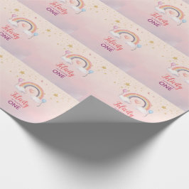 Kleurrijke Pastel Regenboog Meisje Verjaardag Cadeaupapier