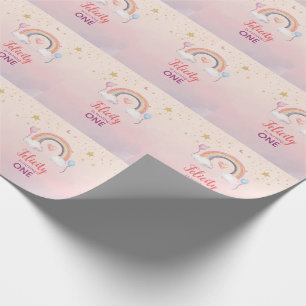 Kleurrijke Pastel Regenboog Meisje Verjaardag Cadeaupapier