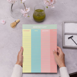 Kleurrijke Pastel Retro boodschappenlijst Notitieblok