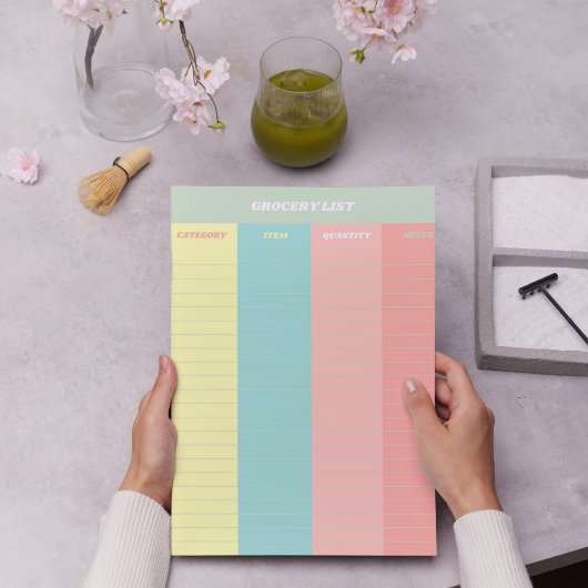 Kleurrijke Pastel Retro boodschappenlijst Notitieblok