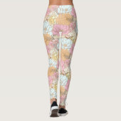 Kleurrijke pastel roze bloemmotief Leggings (Achterkant)