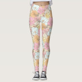 Kleurrijke pastel roze bloemmotief Leggings (Voorkant)
