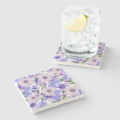 Kleurrijke pastel Schattigee lavendel madeliefjes  Stenen Onderzetter (Zijkant)