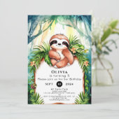 Kleurrijke Pastel Sloth Verjaardag Kaart (Staand voorkant)