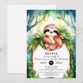 Kleurrijke Pastel Sloth Verjaardag Kaart (Voorkant / Achterkant)