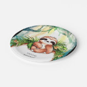 Kleurrijke Pastel Sloth Verjaardag Papieren Bordje (Gekanteld)