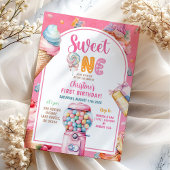Kleurrijke Pastel Snoepjes Sweet One First Birthda Kaart