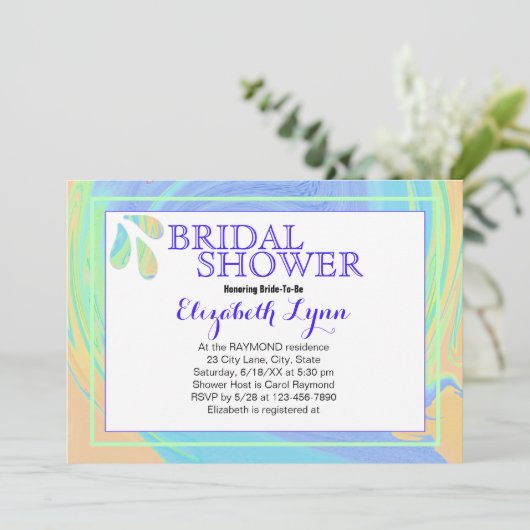 Kleurrijke Pastel Splash Paint Swirl Sjabloon Kaart (Staand voorkant)