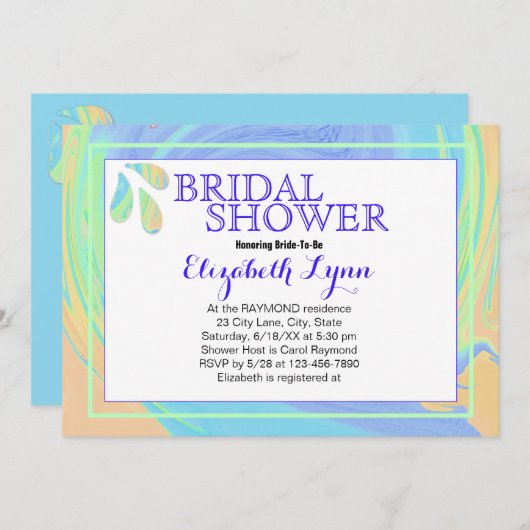 Kleurrijke Pastel Splash Paint Swirl Sjabloon Kaart (Voorkant / Achterkant)