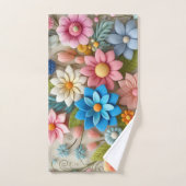 Kleurrijke Pastel Spring 3D Felt Floral Art Bad Handdoek (Handdoek)