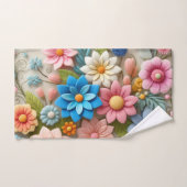 Kleurrijke Pastel Spring 3D Felt Floral Art Bad Handdoek (Handdoek)