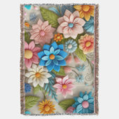 Kleurrijke Pastel Spring 3D Felt Floral Art Deken (Voorkant Verticaal)