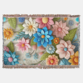 Kleurrijke Pastel Spring 3D Felt Floral Art Deken