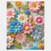 Kleurrijke Pastel Spring 3D Felt Floral Art Fleece Deken (Voorkant)
