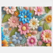 Kleurrijke Pastel Spring 3D Felt Floral Art Fleece Deken (Voorkant (Horizontaal))