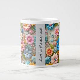 Kleurrijke Pastel Spring 3D Felt Floral Art Grote Koffiekop
