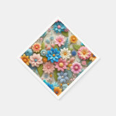 Kleurrijke Pastel Spring 3D Felt Floral Art Paper Servet (Hoek)