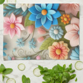 Kleurrijke Pastel Spring 3D Felt Floral Art Theedoek (Gevouwen)