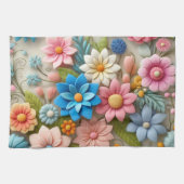 Kleurrijke Pastel Spring 3D Felt Floral Art Theedoek (Horizontaal)