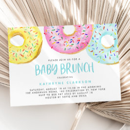 Kleurrijke pastel Sprinkle Donuts Baby Brunch Kaart
