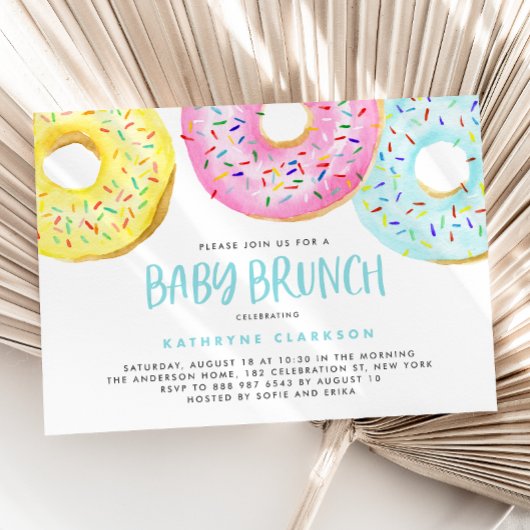 Kleurrijke pastel Sprinkle Donuts Baby Brunch Kaart